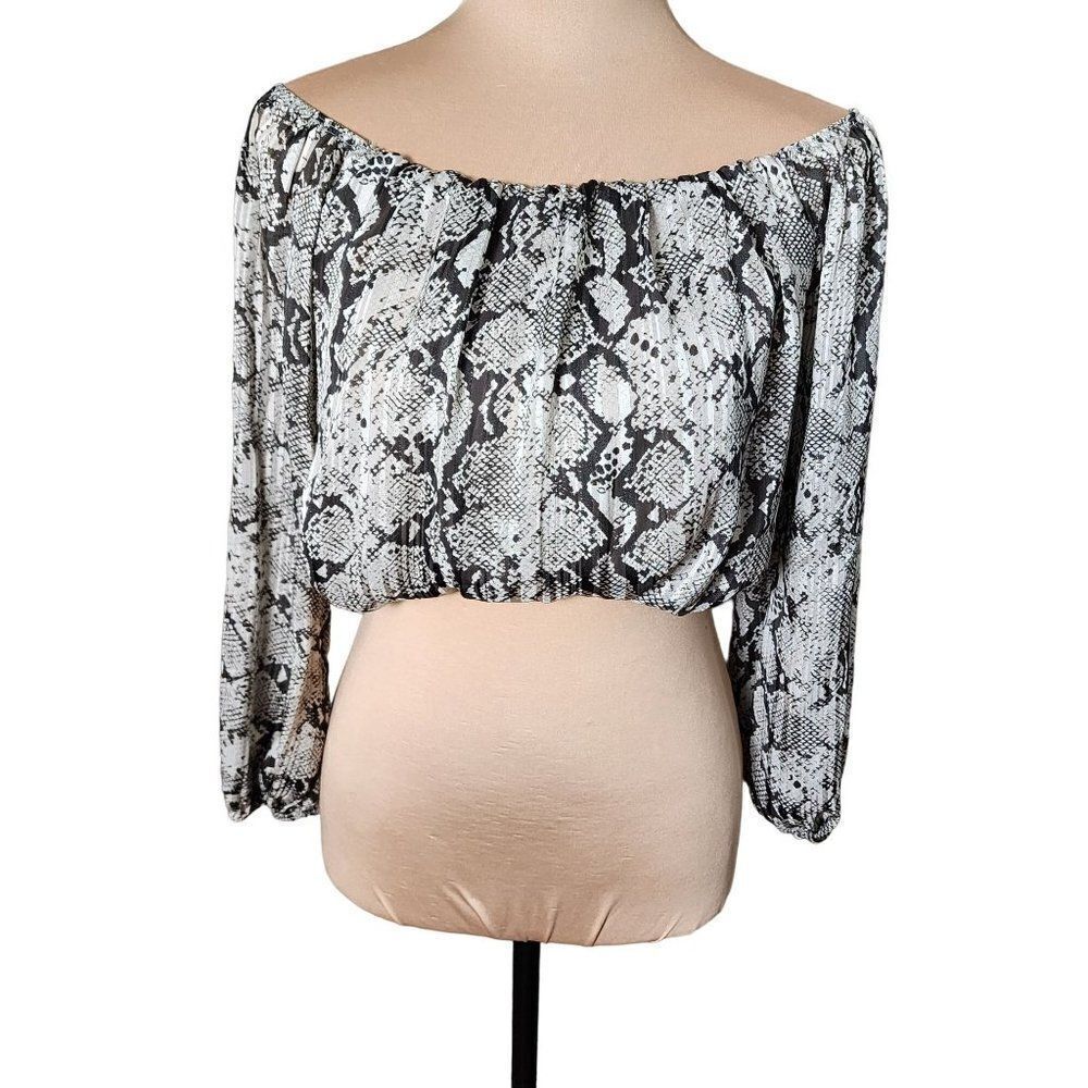 Windsor Snake Print Balloon Sleeve Blouse - Size Small